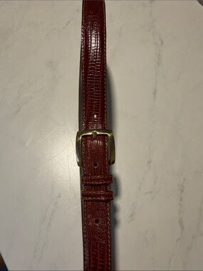 Christian Dior Vintage Brown Leather Belt with Brass Buckle